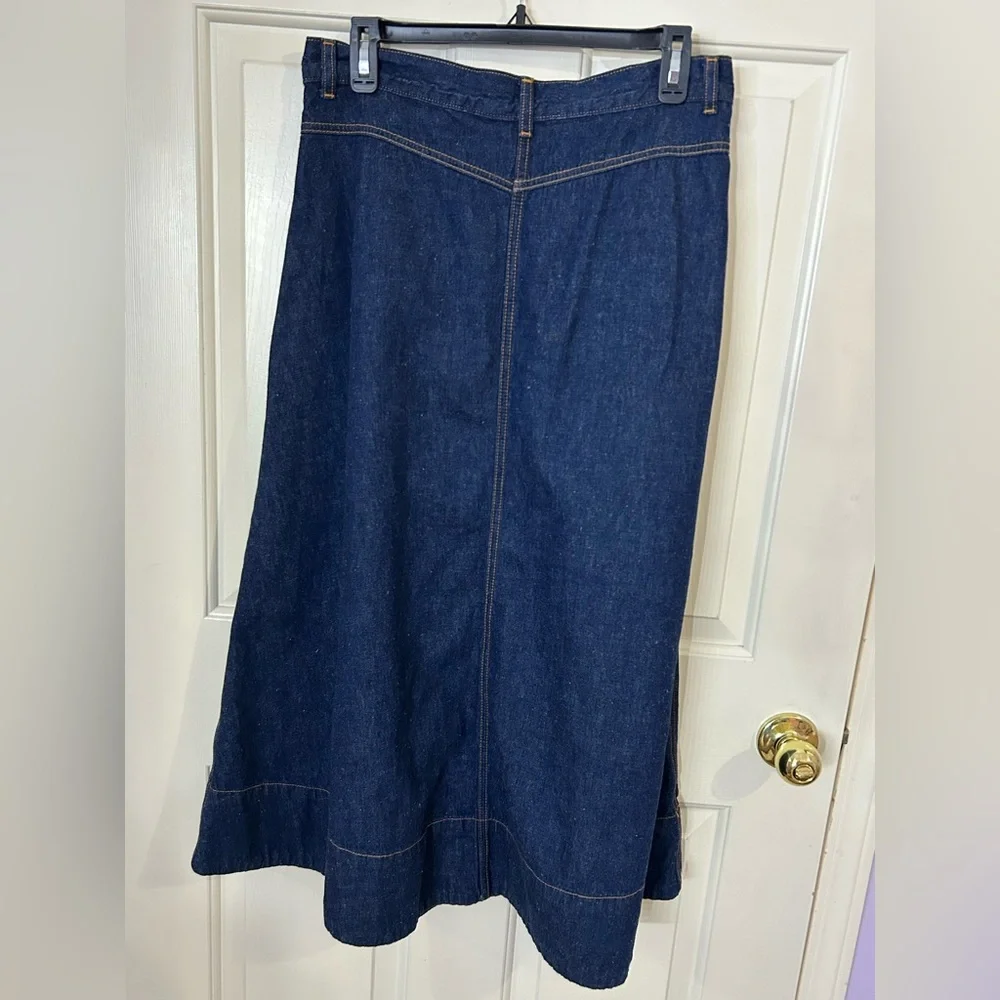 The Great Dark Wash Denim Midi Field Skirt - Picture 2 of 9